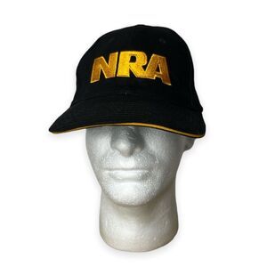 NRA Black Embroidered Hat Logo National Rifle Association USA‎ Flag Adjustable